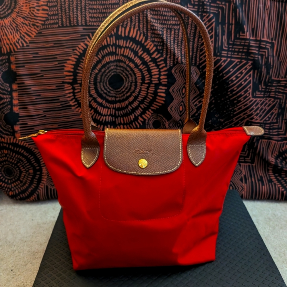 Classic Long Handle Red Le Pliage Longchamp Purse